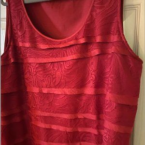 Chicos Sz 4 Red Lace Shell